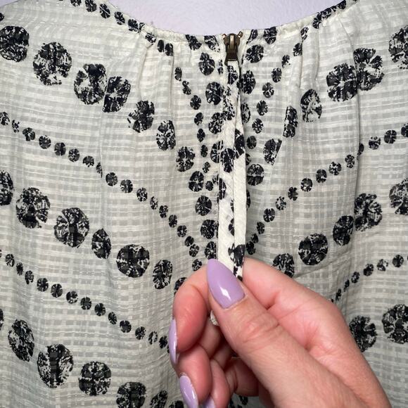 Marie Oliver Women's size XXS Harley White Black Linen Blend Puff Sleeve Blouse - Picture 7 of 11